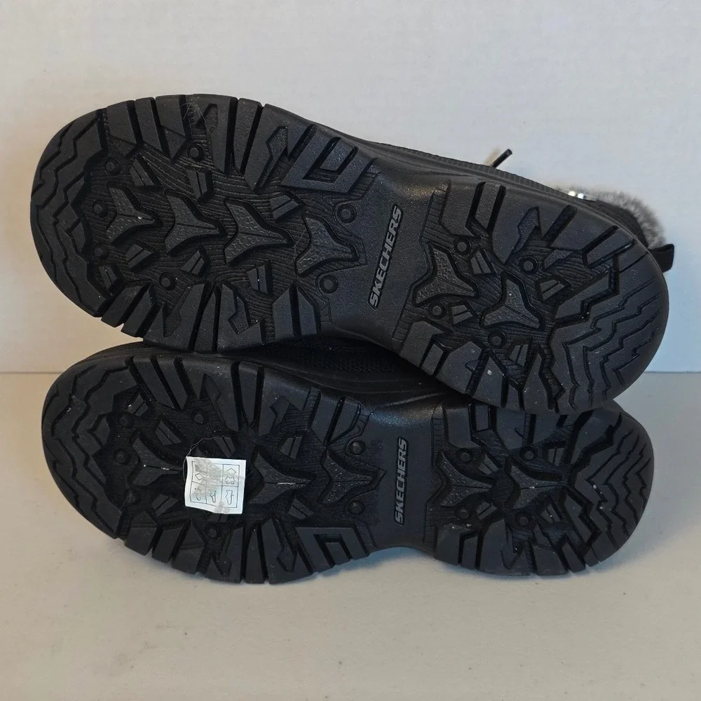 Skechers Trego Waterproof Snow Boots Women's 6.5 Black Faux Fur Trail Hiking